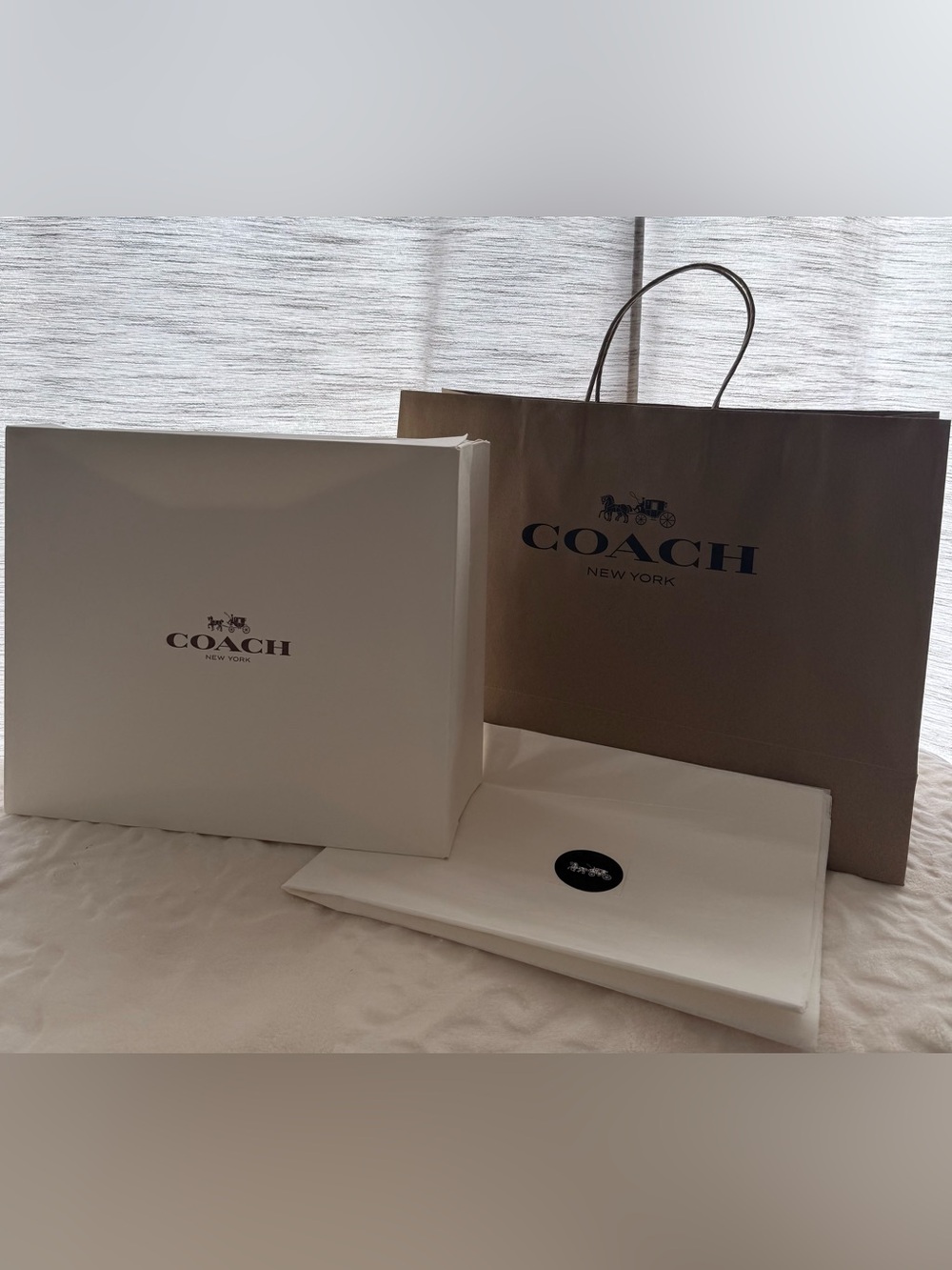 Coach White Box and Brown Shopping Bag Gift Set
